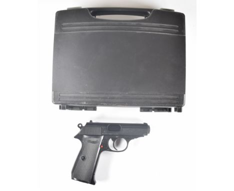 Umarex Walther PPK/S .177 CO2  air pistol with textured composite grips and fixed sights, serial number 13B07550, in padded h