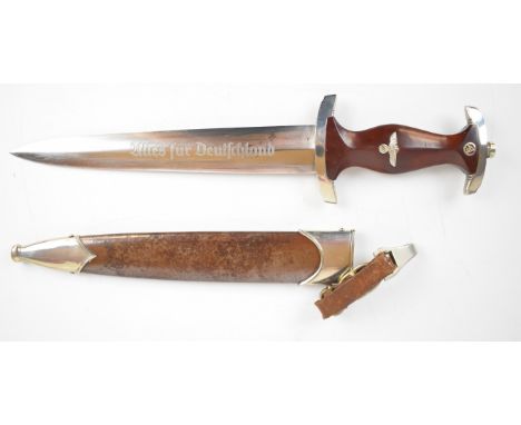 German WW2 Nazi Third Reich S.A Dagger with OM (Ostmark) to crosspiece, maker's mark and Paul Weyersberg Solingen to ricasso,