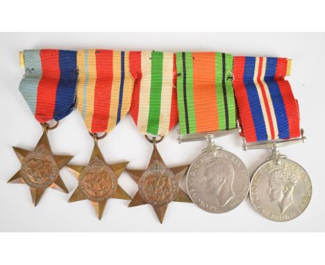 British WW2 Medal group of five comprising 1939-1945 Star, Africa Star, Italy Star, Defence Medal and War Medal    
