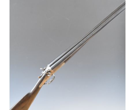 Army &amp; Navy 12&nbsp;bore&nbsp;side by side hammer action shotgun with named and border engraved locks, vacant cartouche t