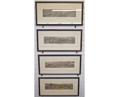 [Hunting] Series of four hand coloured aquatints after Henry Thomas Alken (1785-1851)&nbsp;depicting a hunt by horses and hou