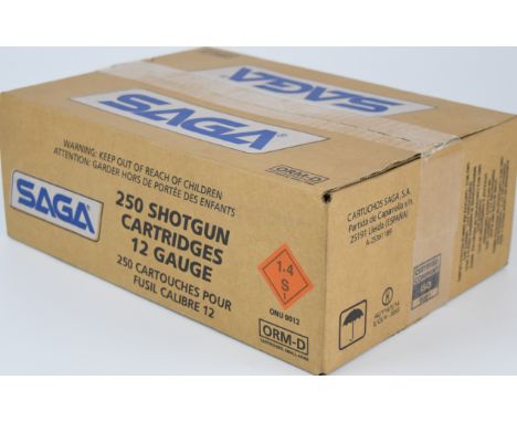 Two hundred and fifty 12 bore SAGA Export 32g BB (00) shot shotgun cartridges, all in original boxes.&nbsp;PLEASE NOTE THAT A