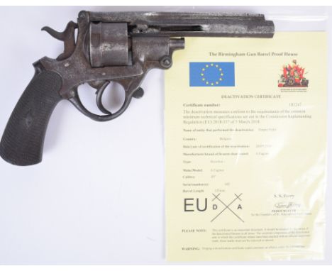 Deactivated Alexandre Fagnus &amp; Co .45 six-shot double action revolver with rotary lever release trigger guard, chequered 