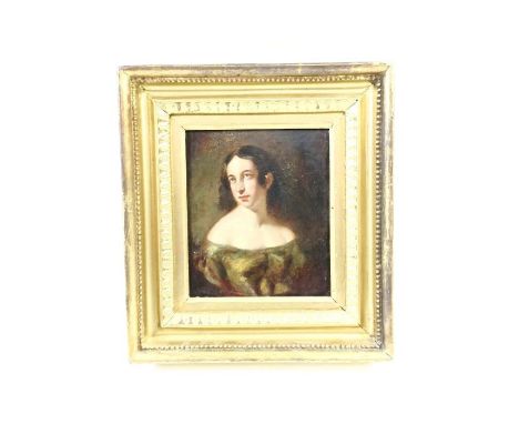 Continental school, portrait of a lady, oil on board, 17.5cm x 15cm