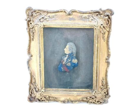 Follower of David Morrison, a wax portrait bust of Admiral Lord Nelson in profile, approximately 7cm within a period gilt com
