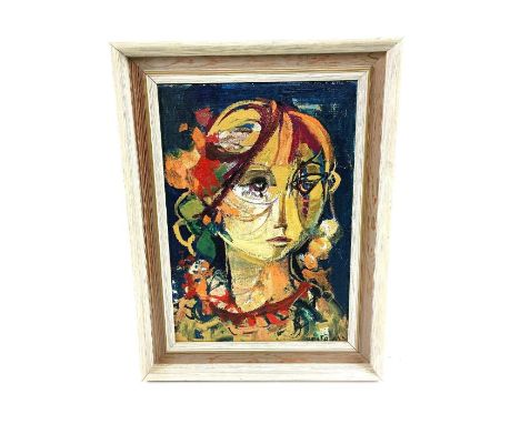 Ruth Schloss (Israel 1922 - 2013), "Portrait of a Lady", oil on board, signed lower right hand side, 49cm high, 33cm wide. Pl