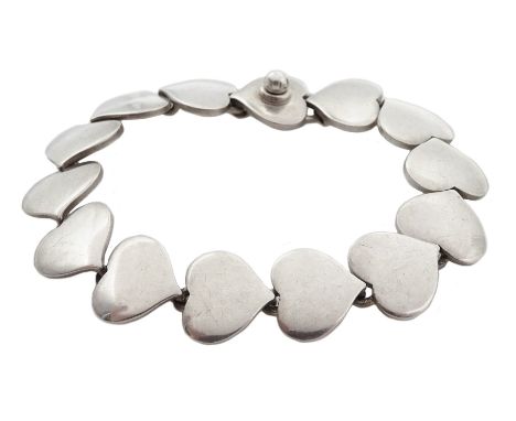  Danish silver bracelet with heart links No.236 by Hans Hansen, stamped 925S   - Condition Report Some light surface scratche