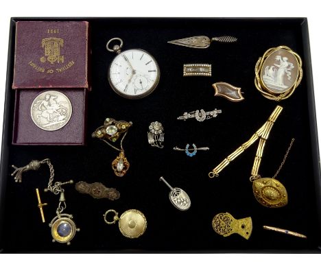  Victorian silver pocket watch by C Lyon Bridlington, case by John Williams, London 1854, Victorian gold mounted and split pe