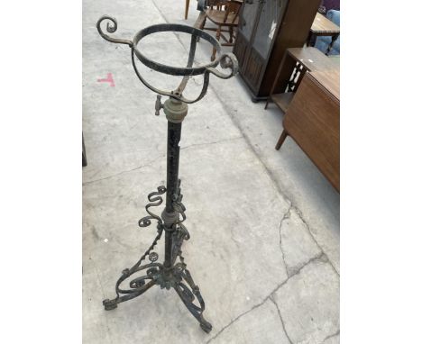 A TALL DECORATIVE WROUGHT IRON LAMP BASE 