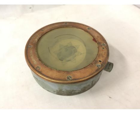 A HENRY BROWNE &amp; SON BRASS FRAMED GIMBAL COMPASS 