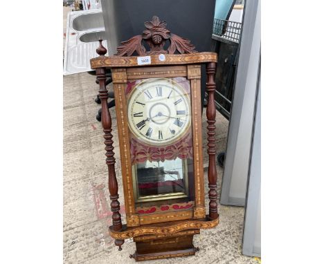 A PROFUSELY INLAID CHIMING VIENNA WALL CLOCK 