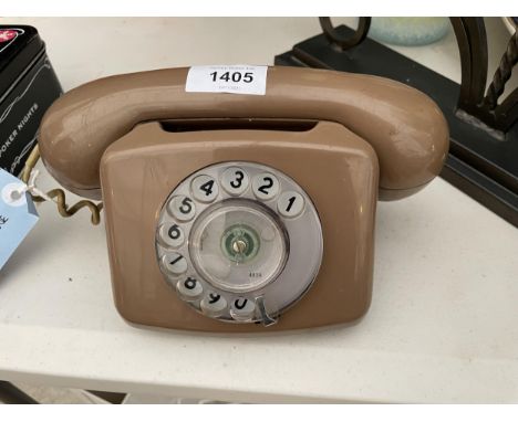 A RETRO LIGHT BROWN DIAL TELEPHONE 