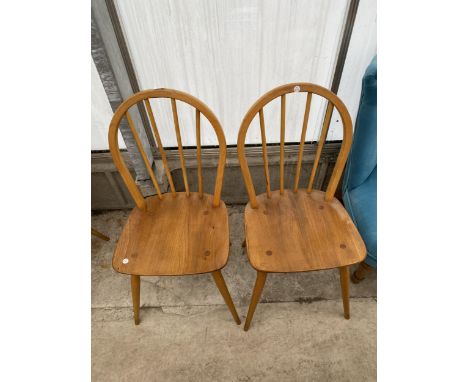 A PAIR OF ERCOL DINING CHAIRS 