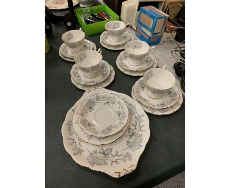 A QUANTITY OF ROYAL ALBERT 'SILVER MAPLE' CUPS, SAUCERS AND PLATES 