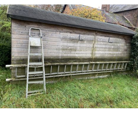 AN ALUMINIUM DOUBLE EXTENDING LADDER AND ALUMINIUM STEP LADDER 