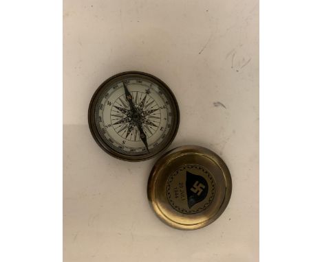 A BRASS GERMAN COMPASS 