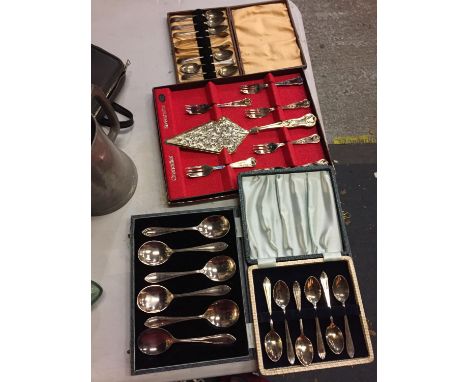 A LARGE MIXED GROUP TO INCLUDE BOXED FLATWARE, VINTAGE TAPE MEASURES, CAMERAS, GLASSWARE ETC. 