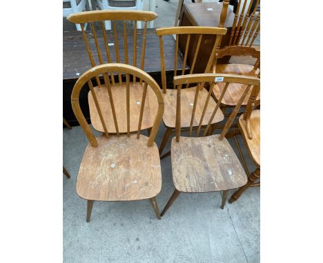 FOUR ERCOL DINING CHAIRS (3+1) 