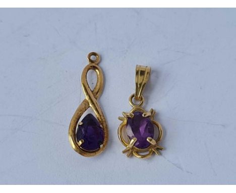 Two amethyst pendants 9ct