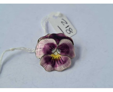 A silver and enamel pansy brooch