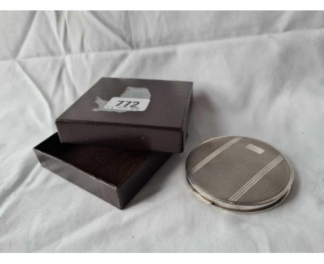 A circular compact with mirror to interior, 3” diameter, Birmingham 1946