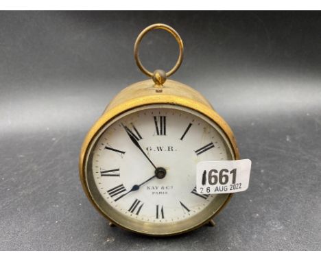 A GWR brass mounted mantle clock by K &amp; Co Paris, 4" diameter