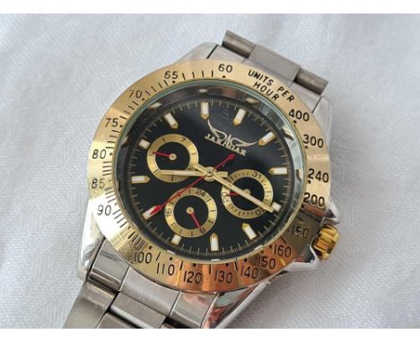 A gents multi dial wrist watch by Jaragar with seconds sweep W/O with rotating bezel