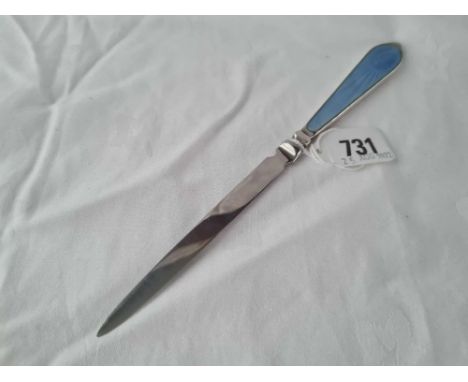 A letter opener with blue enamel handle, Birmingham 1923