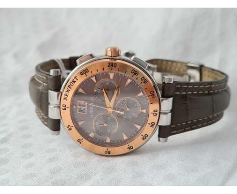 A gents multi dial wrist watch by Herbelin with seconds sweep and date aperture