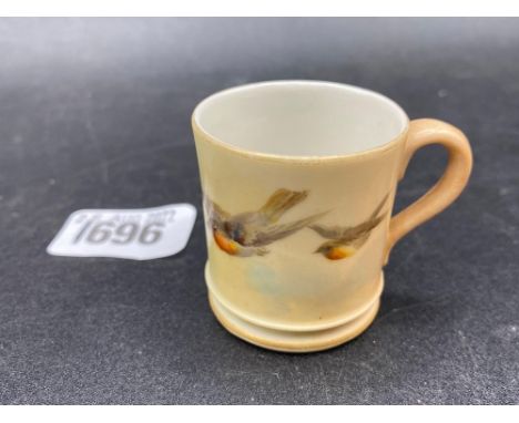 A Royal Worcester miniature mug also painted with Swifts, 1.5" high