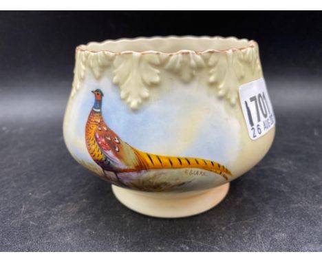 A Locke &amp; Co Worcester bowl painted with a Pheasant signed R Blake, 4" diameter
