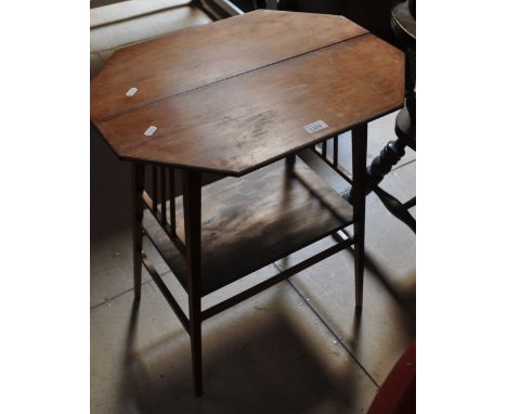 A mahogany 2-tier occasional table by James Schoolbred and Co, bears enamel label to the underside