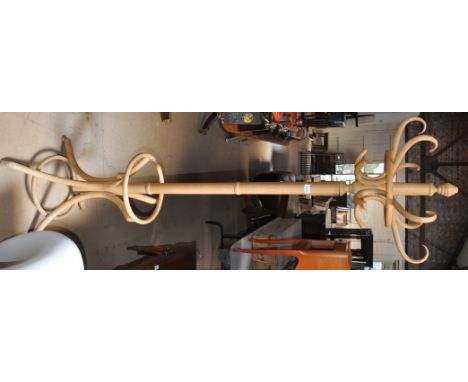 A pine bentwood hat and coat stand