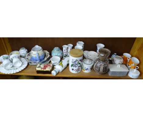 A shelf of china including Portmeirion, Hornsey and Wade 