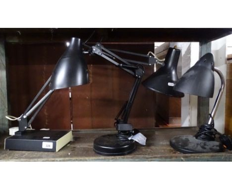 2 angle-poise desk lamps and an adjustable desk lamp