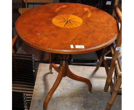 A reproduction yew wood tilt-top tripod table, width 60 cm