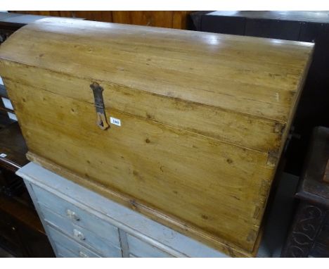 A Continental pine dome top trunk, length 102 cm