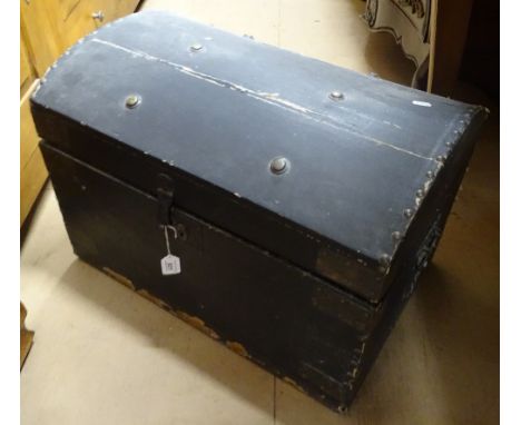 A 19th century dome top banded trunk, width 60 cm