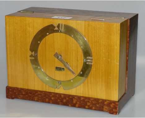 A Gibson retro teak-cased box clock mounted cabinet (running)