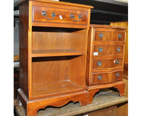 A yew wood 4 drawer chest of small size and similar cabinet (2)