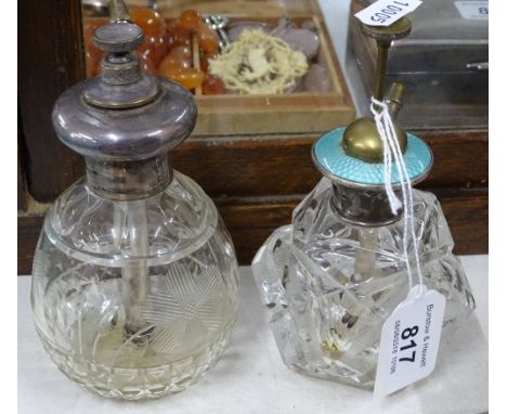 A silver and enamel top atomiser and a silver topped atomiser (2)