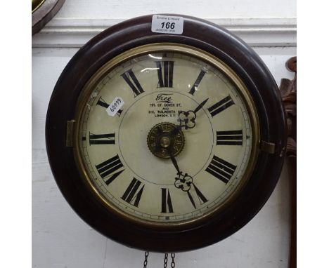 A Victorian mahogany-cased postman's alarm clock by Tree, Great Dover Street, London