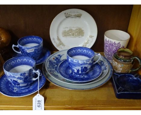 Maling Ware cups and saucers, commemorative items, a Doulton jug etc