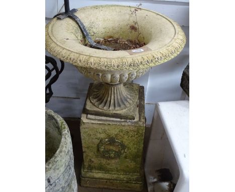A Code stone garden planter on pedestal stand, by J M Blashfield, Stamford, height 97 cm
