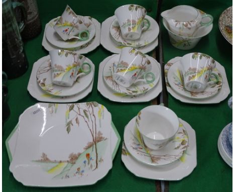 1930s Art Deco Shelley tea service, pattern number W.S.067