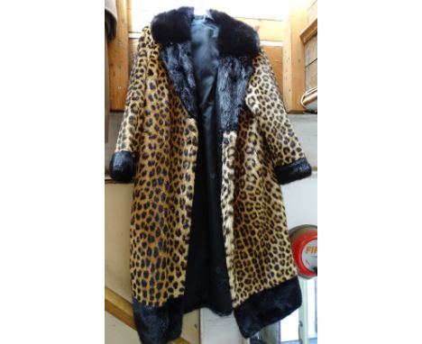 A leopard print fur coat