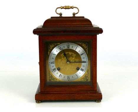 Mahogany cased Woodford Franz Hermle bracket clock, 9.4" high (key)