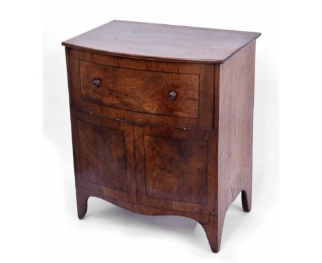 19th century mahogany bowfront commode, 24" wide 15" deep 27.5" high