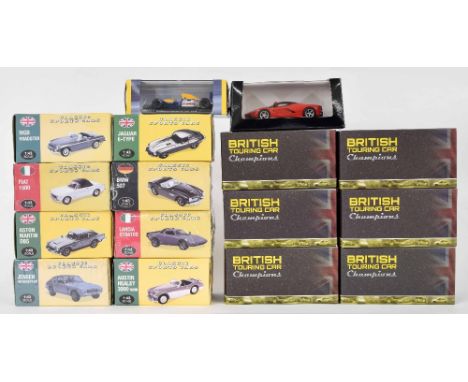 Eight Editions Atlas 1:43 scale die cast model 'Classic Sport Cars'; together with six British Touring Cars, a Grand Prix car