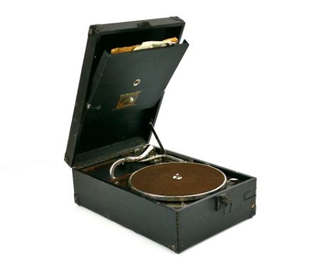Good vintage "His Master's Voice" HMV portable wind-up record player, in good working order